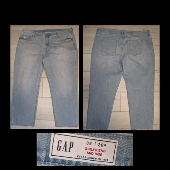GAP Girlfriend Mid Rise Womens Plus Size Distressed Crop Jeans Size 20R - Picture 1 of 5